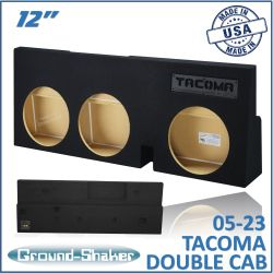 black 12" triple sealed sub box, fits 05-23 toyota tacoma double-cab