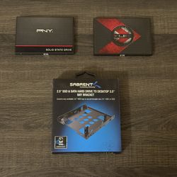 2 PNY (240 GB) Solid State Drives & 2.5 to 3.5 SSD Adapter