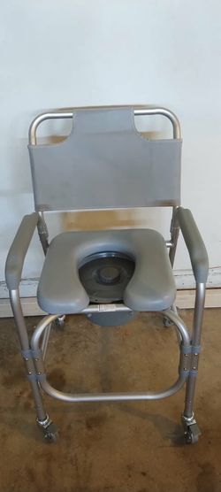 Aluminum shower chair commode with casters