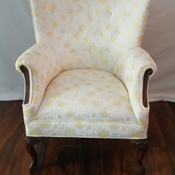 Pretty White And Gold Cottage core  Wingback Chair 