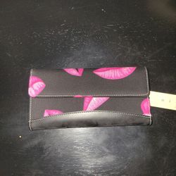 New Lipstick Pink Wallet Coins Checkbook