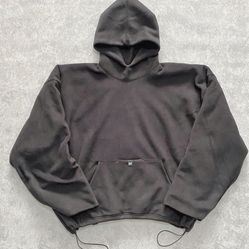 Rare New Yeezy Gap Balenciaga Padded Polar Fleece Logo Hoodie - Dark Grey - XS