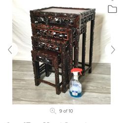 Antique Hand carved Nesting Tables