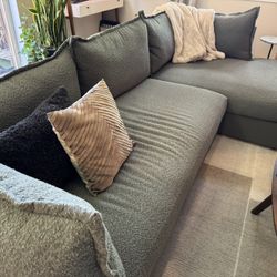 Joybird green boucle sectional w/chaise lounge
