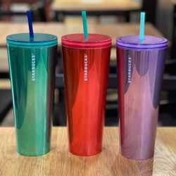 3 starbucks tumblers 