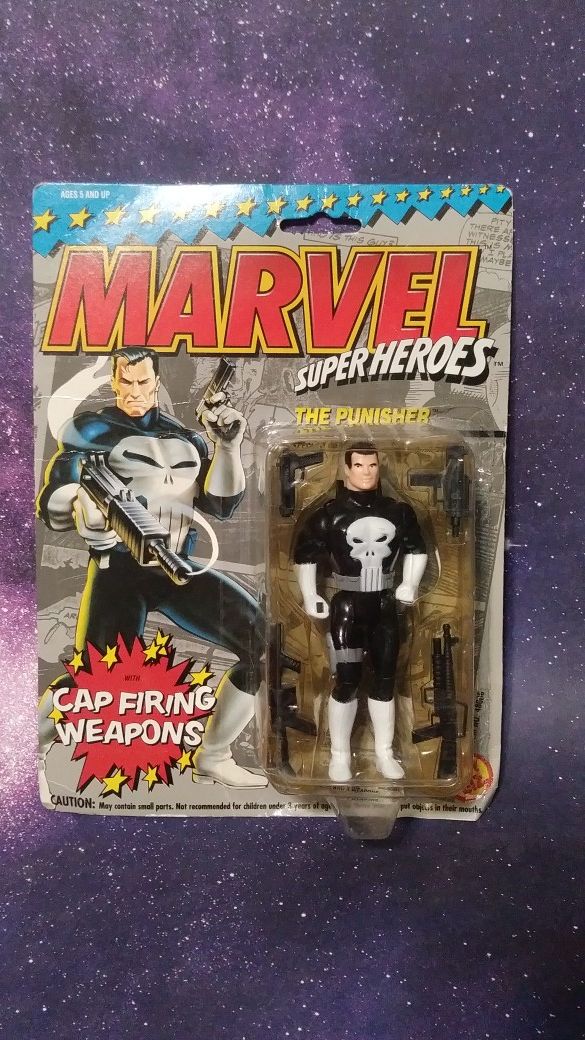 1990 Marvel Super Heroes The Punisher cap firing weapon action figures toy