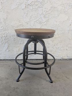 Industrial Adjustable Stool Wood and Metal