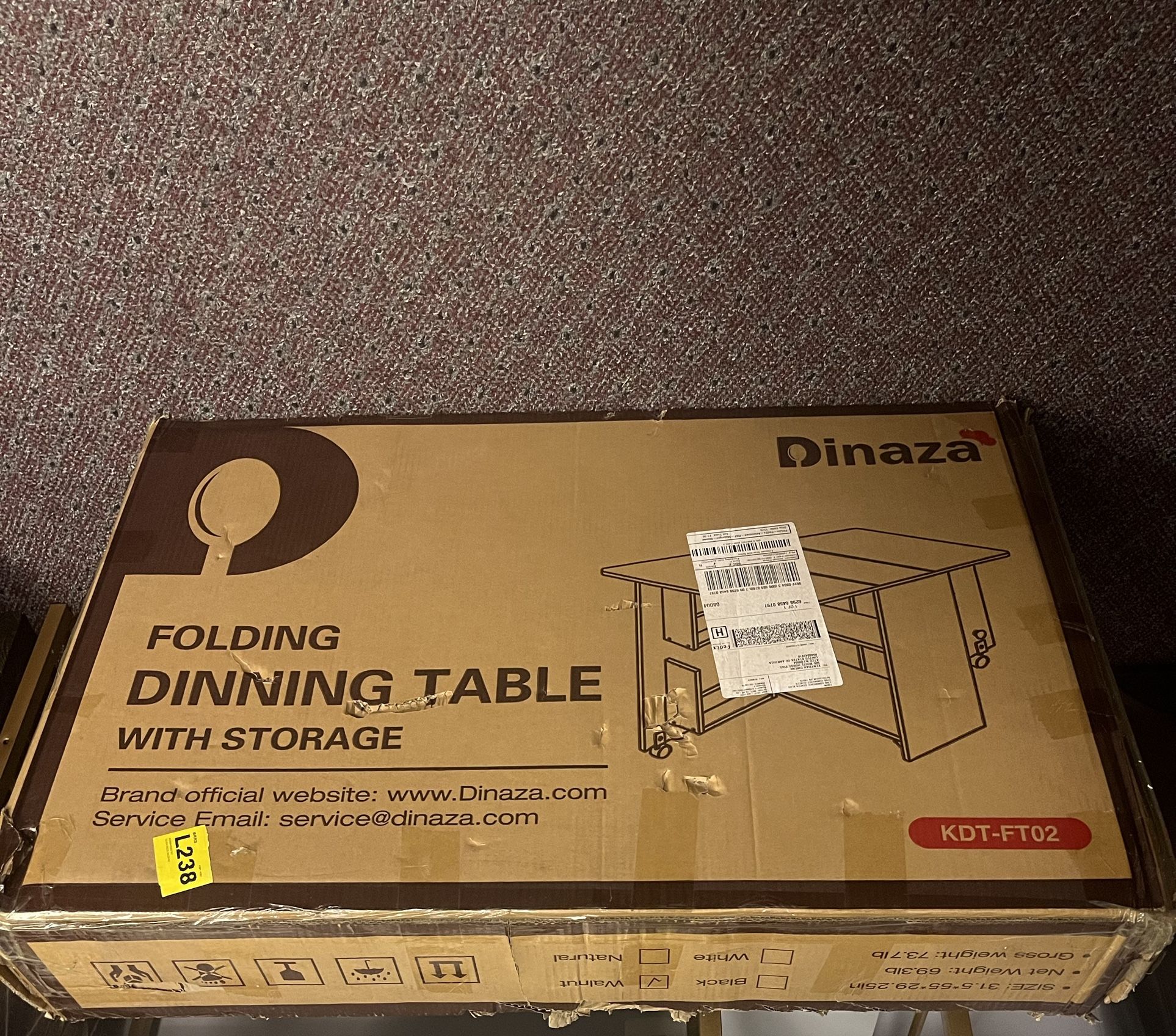 Brand New Never Opened Folding Dining Table With Storage