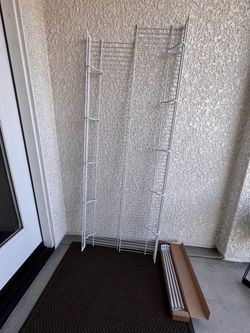 White Wire Closet Shelving System & Support Poles (2 Shelves + support poles)