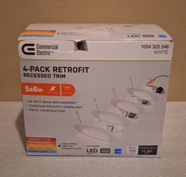 Commercial Electric 5/6 in. Integrated LED Recessed Retrofit Light Trim (4-Pack)