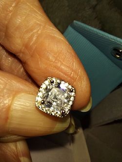 New In Box - Stunning Assure Cut Simulated Diamond Stud Earrings.  Solid Sterling. Pickup Near Mall 205.  r 