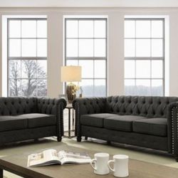 Brand New Gray Chesterfield design Sofa And Love Seat
