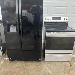 Warpoole Side-By-Side Door Refrigerator Kenmore Stainless Steel Glass Top Electric Stove