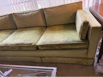 Chartreuse crushed velvet couch