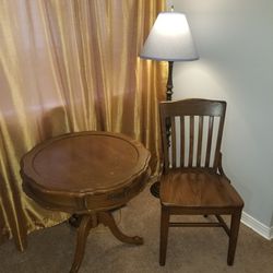 Mid Century Modern Side table and chair. Table has sliding drawer. Moving Sale Obo