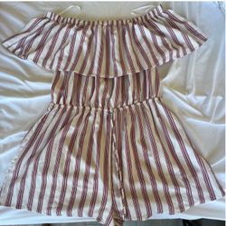 Red and white striped romper large 