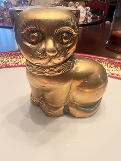 Mid-Century Solid Brass Cat