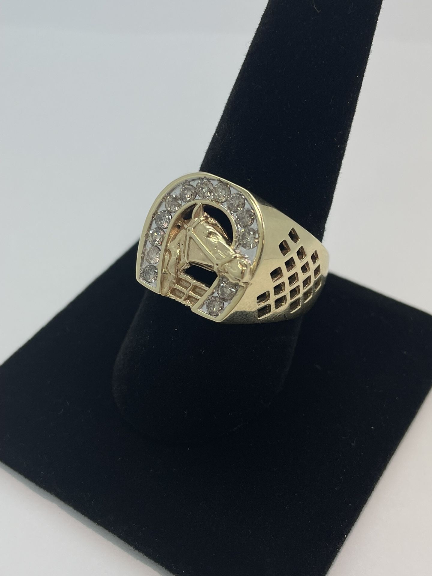 Gold Diamond Horse Style Ring 14K New