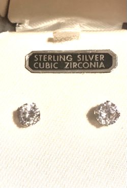 New Sterling Silver Cubic Zirconia Stud Earrings 