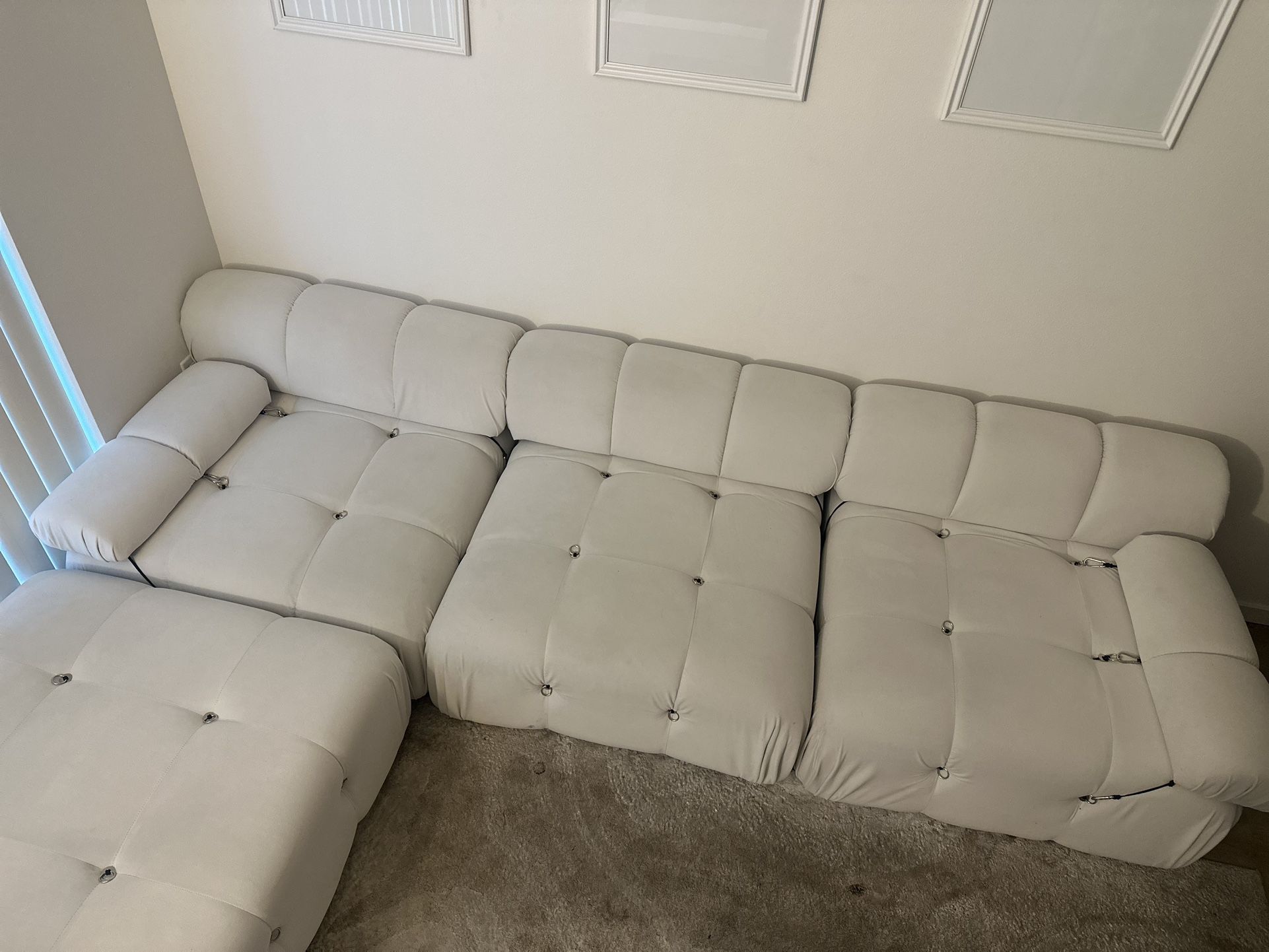 White Sectional Sofa with ottoman