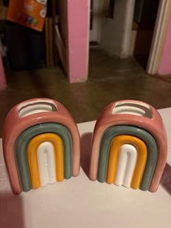 Ceramic Rainbow Bookends Set of 2