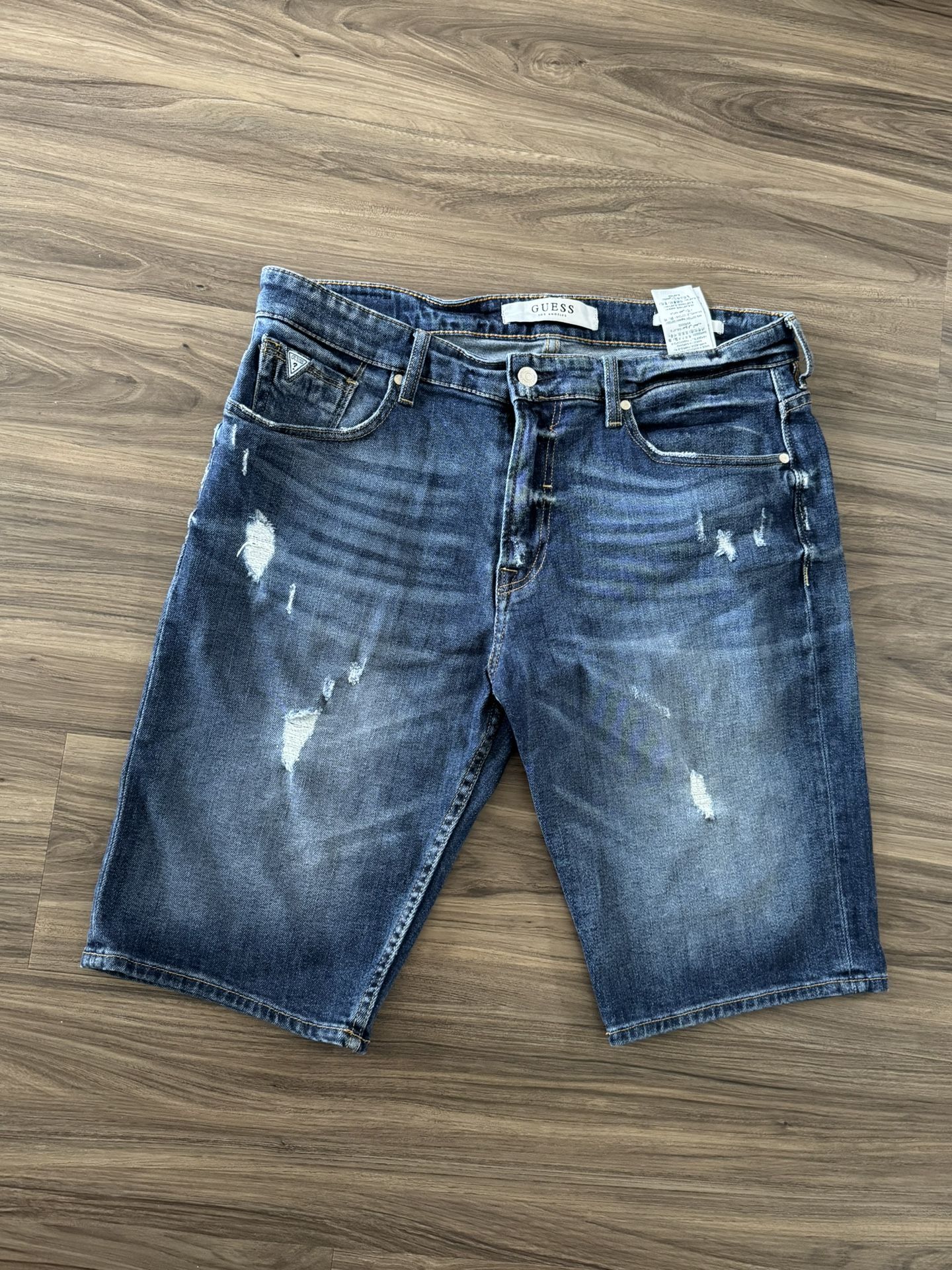 Authentic Guess Blue Distressed Jean Shorts Men’s Waist 36