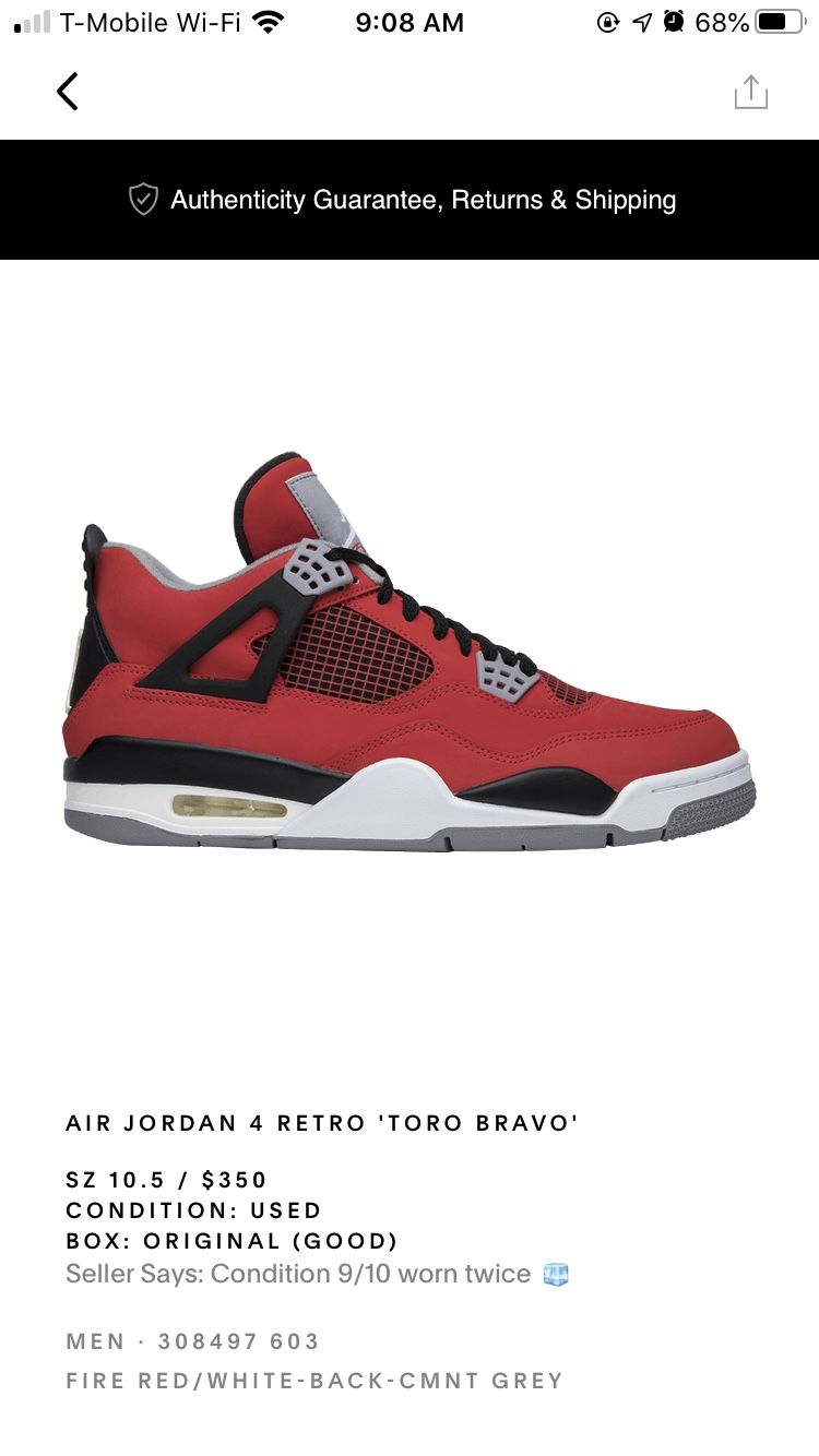 Air Jordan 4 Retro’Toro Bravo ‘