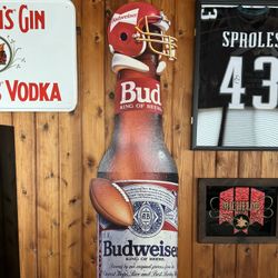 1992 Budweiser Cardboard Football Beer / Bar Sign 