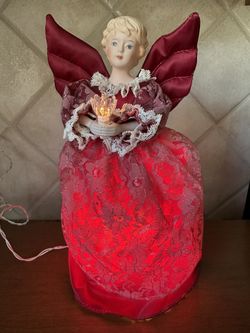 Vintage Christmas  Red Angel Tree Topper