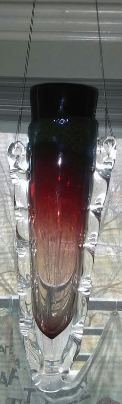 Hanging blown glass root/bud vase