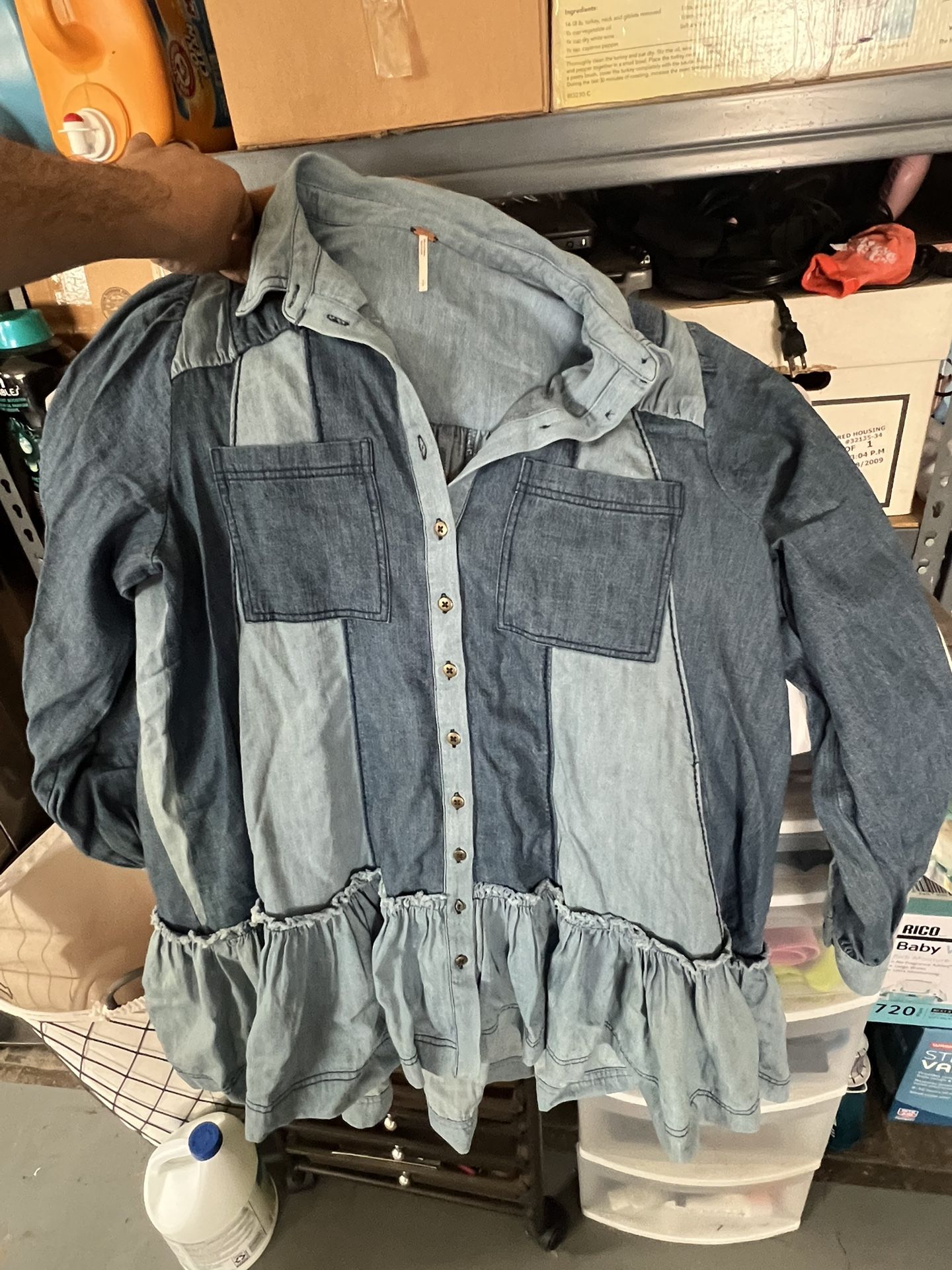 Free People Patchwork Denim Tunic” or a “Ruffled Denim Shirt”
