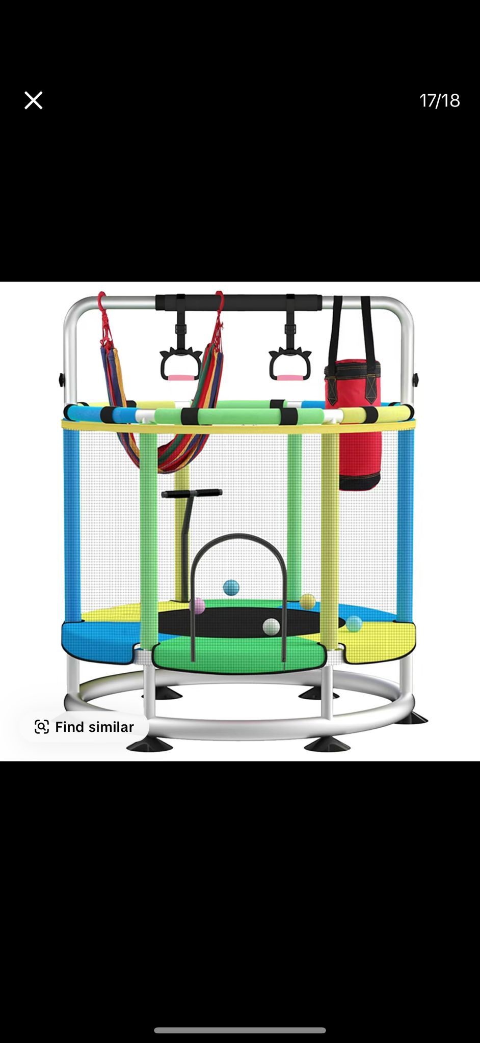 6FT Indoor Trampoline for Kids Ages 1-8, 72" Mini Toddler Indoor & Outdoor Trampoline