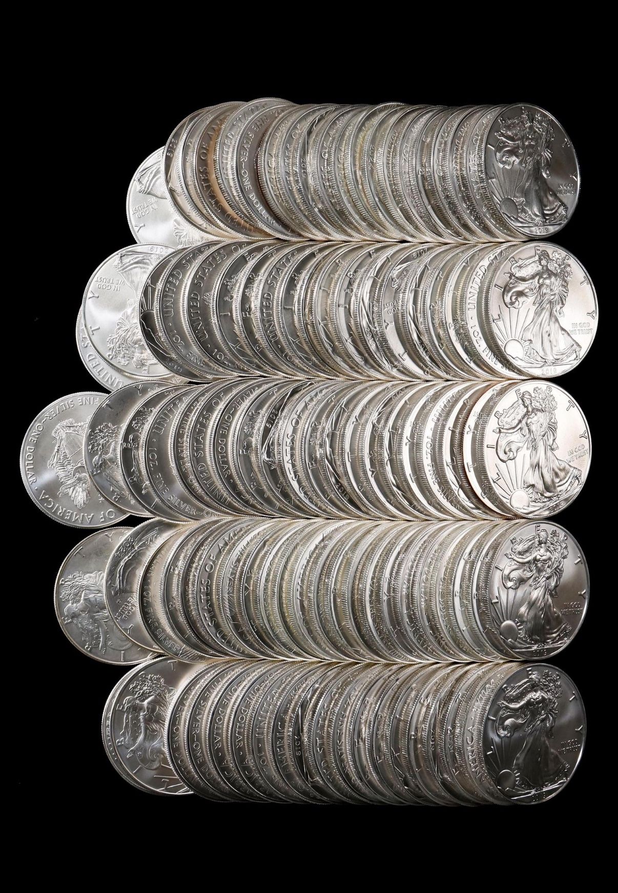 100 oz Mixed Dates Silver Eagles