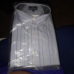 Dockers Mens Blue Stripped Dress Shirt Extra Large