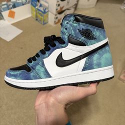 Size 8.5W / 7M - TRIED ON Air Jordan 1 Retro OG High Tie-Dye Blue Black