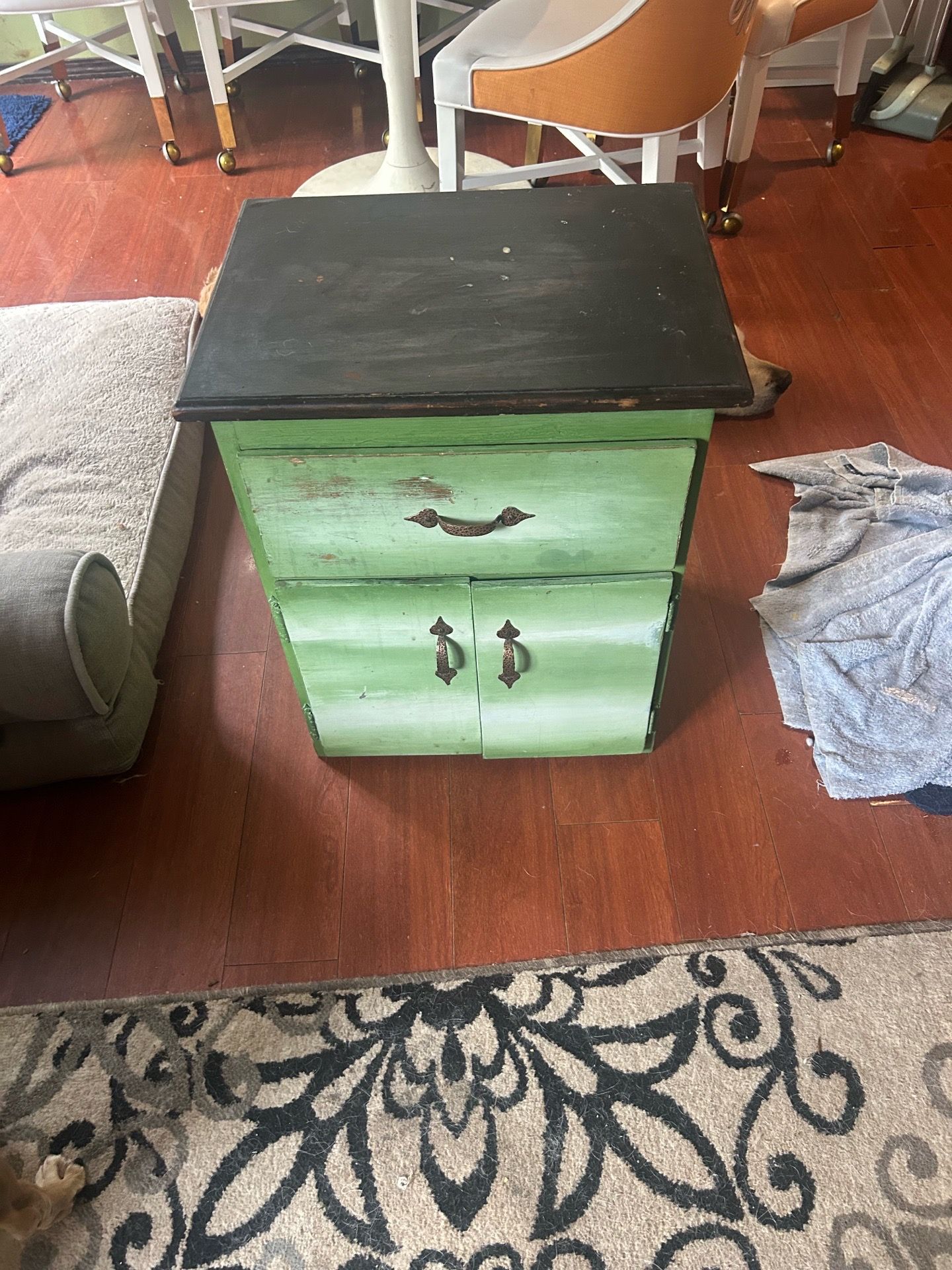 Green distressed night table