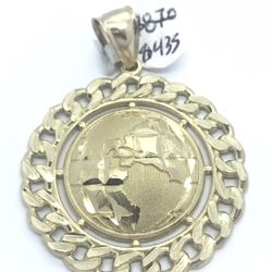 Gold Pendant World Globe 10K New