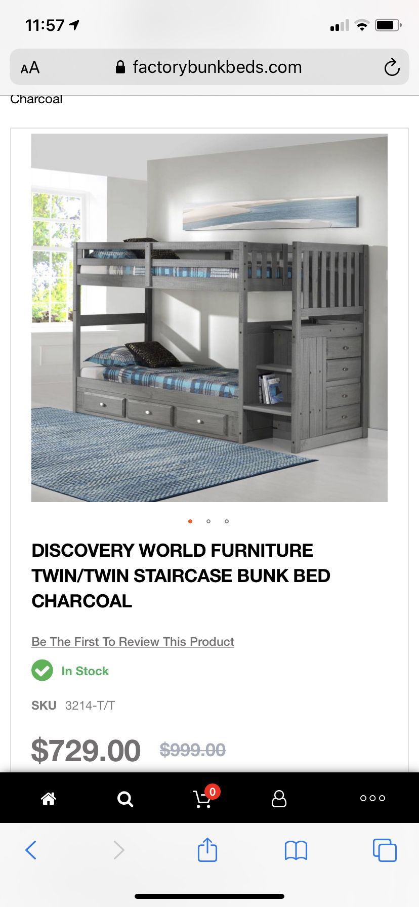 Solid wood Bunk bed with stairs and drawers with plenty storage under bed.