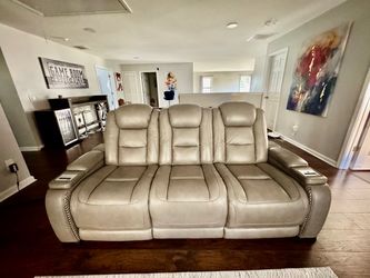 Ashley Leather Power Reclining Sofa