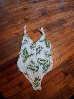 White Tropical Leaf One-Piece Swimsuit