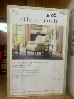 54in Side Table Floor Lamp with Storage Rack