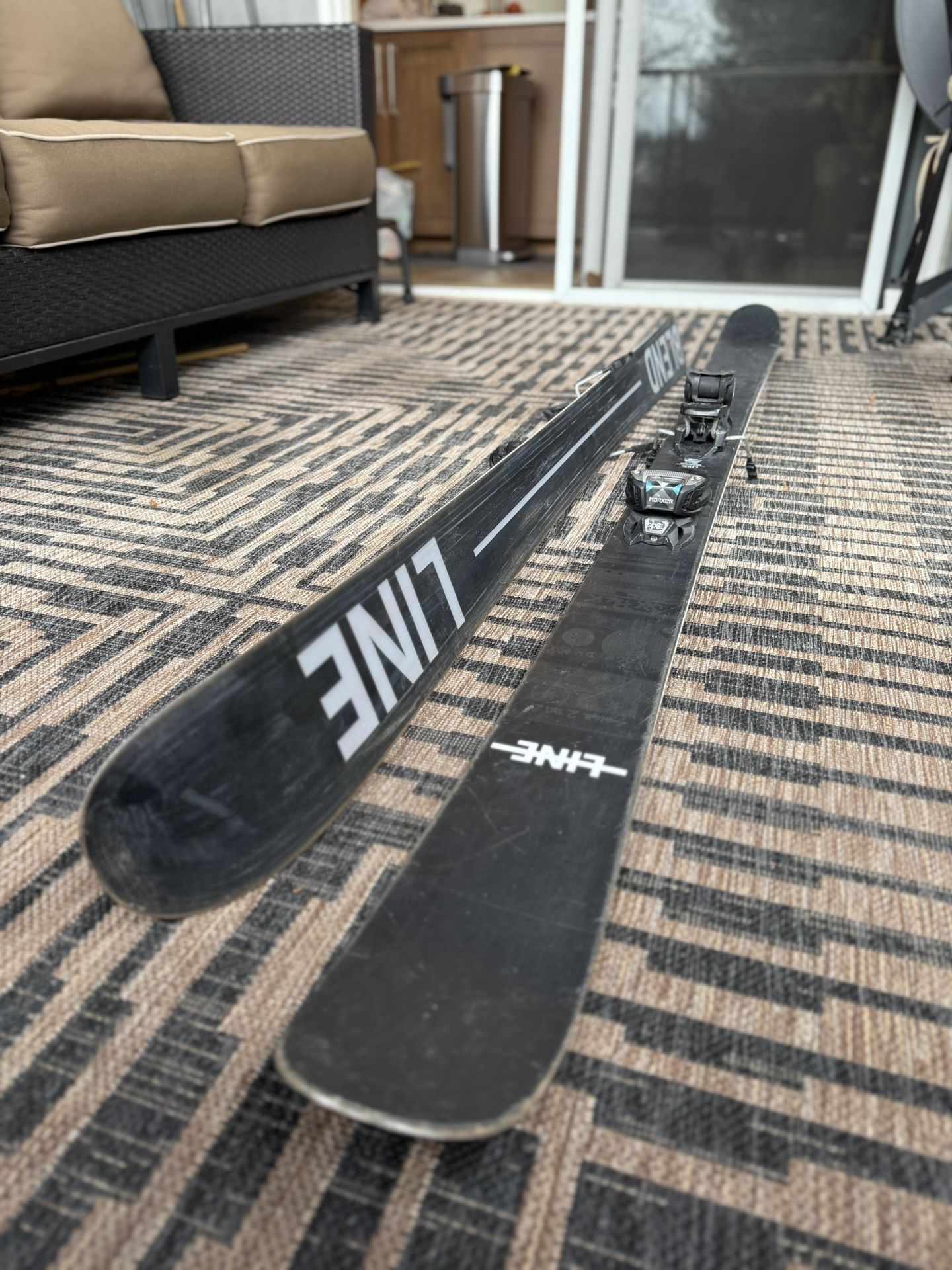 2019 LINE Blend Skis (185), MARKER Griffon Bindings, FULL TILT Konflict (size 28)