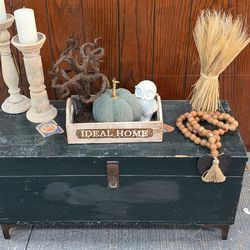 Vintage Wood Foot Locker Coffee Table Chest