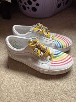 vans shoes. women’s size 7.5, men’s 6.0; vans x flour shop collab 