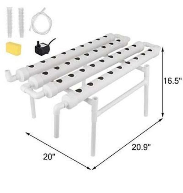 4 Pipes Hydroponic Grow Kit 36 Sites NFT PVC Hydroponic Planting Pipe