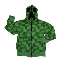 Minecraft Hoodie Youth Small Green Creeper Full Zip Mask Sweatshirt