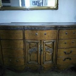 Solid Wood Antique Granite Top Dresser