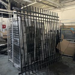 8'×8' iron fence panel dual top rail