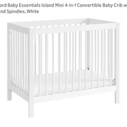Oxford Baby Essentials Island Mini 4-in-1 Convertible Baby Crib with Round Spindles