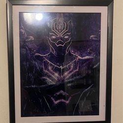 Black panther art piece on black frame